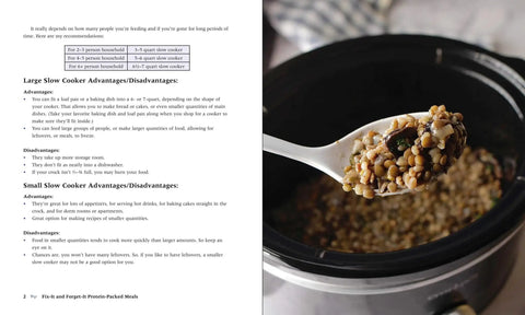 Total Game Changer Slow Cooker And Instant Pot Cookbook Featuring One Hundred Twenty Seven Easy Dinner Recipes For Busy Weeknights And Healthy Meal Prep Ideas To Fuel Your Daily Grind Like A Pro, showing cooked grains in a white spoon.