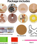 Eight Pack Landscape Diamond Painting Coasters With Holder Complete DIY Kit For Adults Round Full Drill 5D Gem Dots Craft Set With Pen Glue Tray For Home Decor And Party Time.