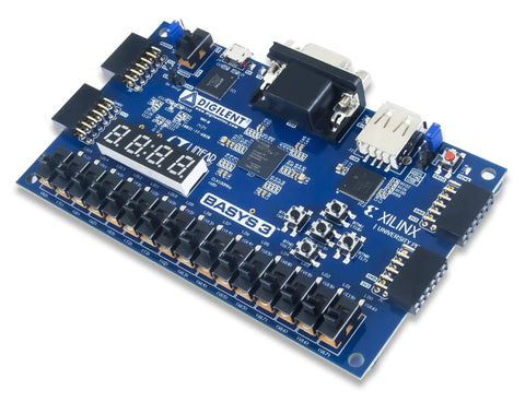Basys 3 Artix 7 FPGA Trainer Board For Beginners Noob Friendly Learn Digital Logic With 16 Switches, 16 LEDs, 5 User Push Buttons
