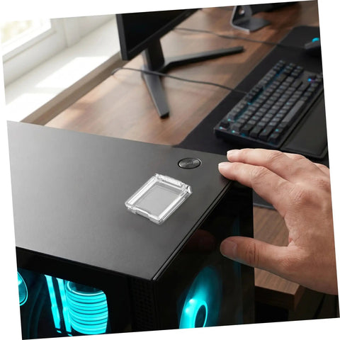 26mm Button Protector Cover With Double Sided Adhesive Waterproof Plastic Power Switch Guard on PC desktop case