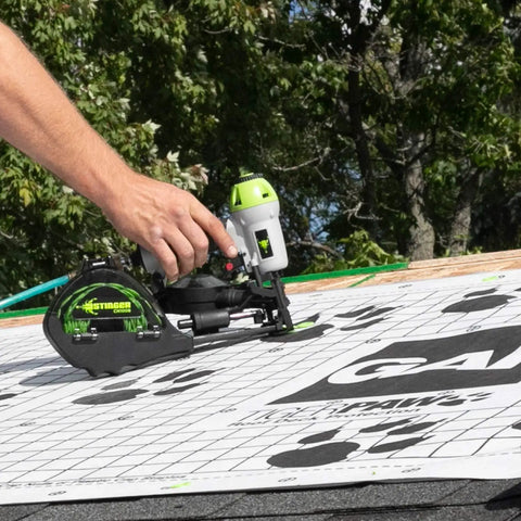 Durable Badass Pneumatic Cap Nailer Built Like Steel For Smashing Roofing Underlayment Sheets used on roof underlayment.