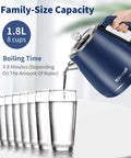 Stainless Steel Electric Kettle 1.8 Liter With Double Wall And Cool Touch Exterior pouring water into glass
