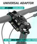 Suspension Bike Stem For Mountain Road And Gravel Bikes With 31.8mm Handlebar Clamp showing universal adaptor fit.