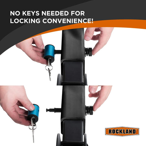 Anti Rattle Lock Hitch Pin For Half Inch 13 Thread Fits Lightweight Platform Bike Racks Compatible With Young OutfitR Models Easy To Install Secure Lock Reduces Vibration And Noise On The Trail Or Road shown without key