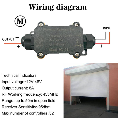 NEWNEWLIU DC12V forward/reverse remote control switch with waterproof enclosure and 8A output