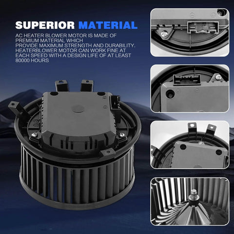 Front Side HVAC Blower Motor With Brushless Design OEM Replacement Direct Fit For Cadillac Escalade Tahoe Yukon Chevy Silverado Sierra GMC Trucks Low Noise High Air Flow