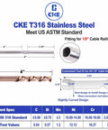 Marine Grade T316 Stainless Steel 120 Pack Left And Right Handed Swage Lag Screws For Wood Posts One Eighth Inch Cable Deck And Stair Railing Kit Includes Drill Bit And Spanner Tools diagram