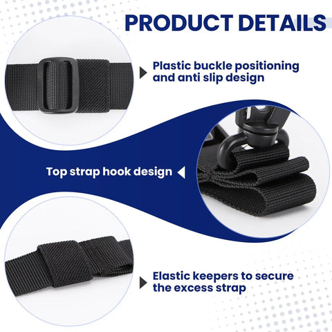Magnetic Luggage Strap For Backpack And Suitcase, Heavy Duty Travel Belt With Jacket Gripper, replaceable hooks details