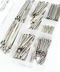 100 Piece 304 Stainless Steel Cotter Pin Clip Fastener Assortment Kit For Automotive Mechanics And Small Engine Repair Six Size Set M1.5x25 M2.5x25 M2.5x40 M3.2x30 M3.2x40 M4x60 in a clear box