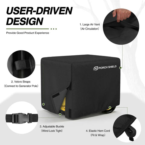 Heavy Duty Generator Cover For 5k To 10k Watt Rigs Built Different With All Weather Armor and Rainproof Shielding features including air vent.