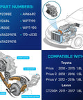 Oem Water Pump For 2010 Through 2019 Toyota Prius C And Lexus Ct200h 1.8L Hybrid Cooling System diagram with part numbers.