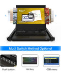 Slick One Rack Unit Kvm Console With 17.3 Inch Lcd Display And Integrated Us Keyboard Manage Sixteen Servers No Sweat Top Shelf Data Center Gear For Smooth Plug And Play Setup And Quick Roll Out showing multiple interface options.