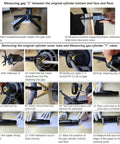 Instructions for replacing Office Chair Gas Lift Replacement Cylinder With Class 4 TUV Certification Beefed Up Heavy Duty Piston 4.4 Inch Stroke Universal Fit showing step by step process.