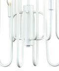 Close-up of Decatur 8 Light Matte White Chandelier For Ceiling Mount, showcasing sleek white metal design
