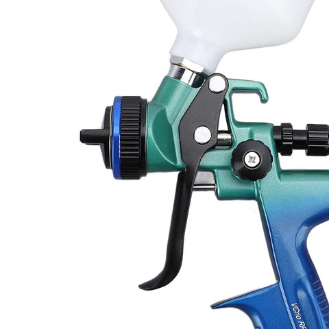 Professional Pneumatic HVP Spray Gun With 1.3 Mm Nozzle And 600 Ml Cup close-up showing adjustable flow knob and trigger mechanism.