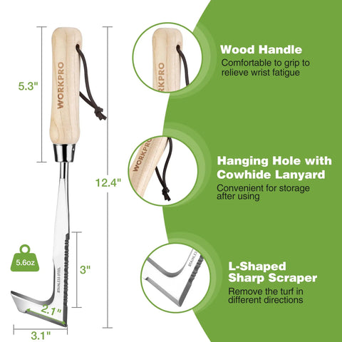 Crack Weeder 12 Inch Stainless Steel Crevice Tool With Ash Wood Handle L Shaped Sidewalk Weed Puller Spatula specifications
