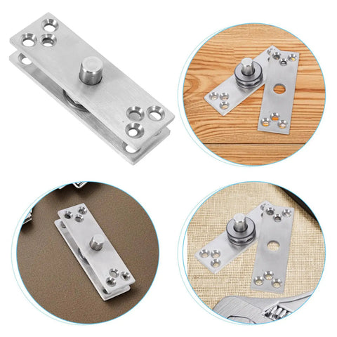 Heavy Duty Invisible Door Hinge Set 2Pcs Built Tough Stainless Steel Rotating Pivot For Smooth Quiet Opens Space Saving Hidden Pivot Door Hardware For Modern Homes, silver