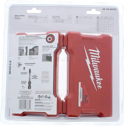 Shockwave Automotive 22 Piece Impact Driver Bit Set 48 32 4016 packaging with red carry case, back view