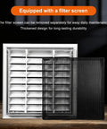 Straight Up Top Shelf Aluminum Louvered Access Panel With Heavy Duty Pre Filter Decorative Air Vent Cover For Ceiling And Wall Home Office HVAC Drywall Grille 18 By 24 Inches with removable filter screen.