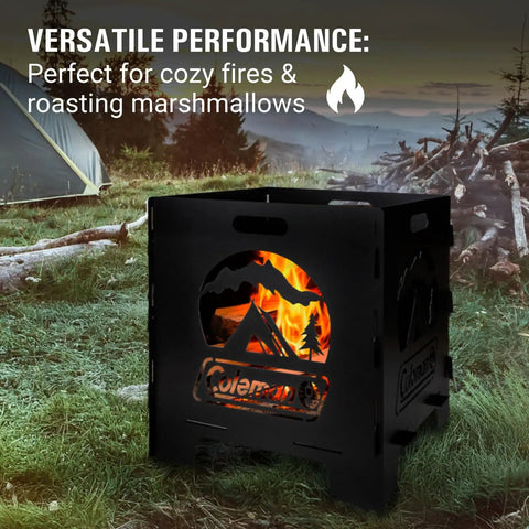 20 Inch Portable Wood Burning Fire Pit Collapsible For Camping And Backyard Use Tailgate Ready Ultra Compact Easy Assembly With Interlocking Design Great For Deck Or Patio Black