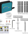 Heavy Duty 24 Piece Tire Repair Kit For Cars Trucks SUVs ATVs And More Pro Grade Emergency Flat Tire Plug Kit With Probes T Handle Tools Valve Stem Tool Caps Lubricant Hex Key And Carry Bag displayed with components