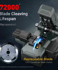 Rock Solid Optical Fiber Cleaver Cuts 250 Micron To 3 Mm Cable Lines Like Butter No Fuss One Step Press Design, showing replaceable blade mechanism.