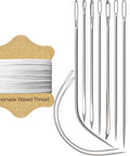 Upholstery repair kit: white waxed thread on spool with 11 heavy-duty metal needles