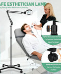 Go To Floor Standing Magnifier With Light And Stand, 12X Large Illuminated Magnifier used by esthetician in salon