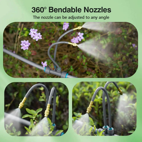Double Head Drip Irrigation System With 360 Degree Adjustable Sprayers And 24 Nozzles For Even Watering And Misting 39 Ft