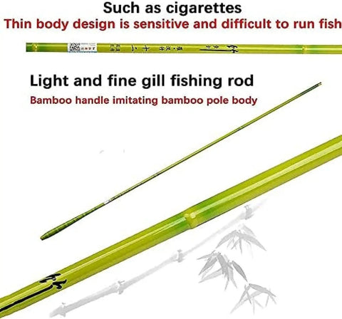 Portable Telescopic Fishing Rod With 360 Degree Rotating Tip, Carbon Fiber Imitation Bamboo Green Design, Lightweight One Piece Handle