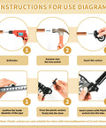 Instructions diagram for installing 2 inch stem caster wheels set with 5/16 by 1-1/2 inch stem for furniture and industrial use.