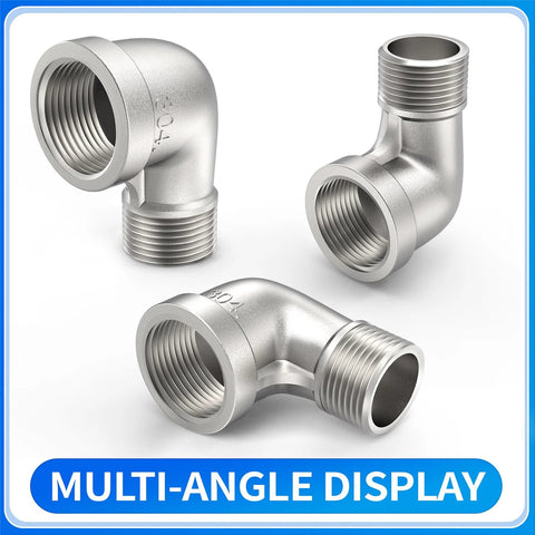 ChillWaves 304 stainless steel 90° elbow pipe fittings, 1/2 in NPT male x 1/2 in NPT female, 3-pack
