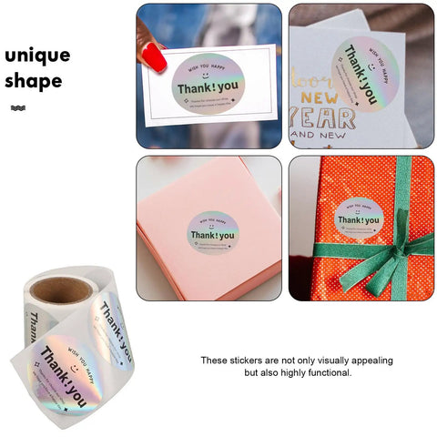Thank You Stickers For Packaging And Gift Wrapping, Sturdy Copper Plate Self Adhesive Sealing Labels For Mailing And Shipping on gift boxes