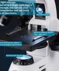 100X To 2000X Educational Compound Microscope For Adults And Kids With dual light sources showing top and bottom light functionality