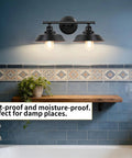 Farmhouse Bathroom Vanity Light 20 Inch Black 2 Light Over Mirror Fixture With Rustic Metal Shades E26 Base Moisture Resistant