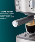 Compact Espresso Machine With 15 Bar Pump And Steam Wand Milk Frother Automatic Coffee Maker For Brewed Good Times, brewing espresso shots.