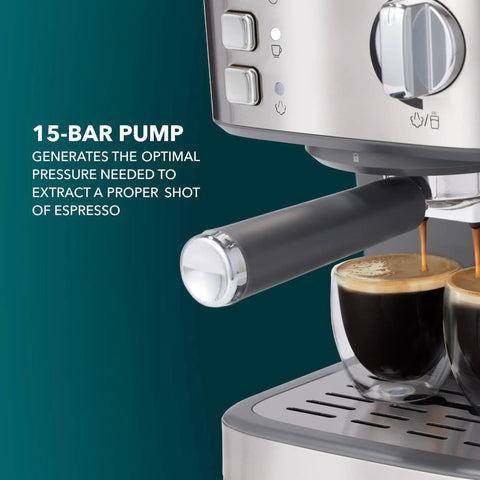 Compact Espresso Machine With 15 Bar Pump And Steam Wand Milk Frother Automatic Coffee Maker For Brewed Good Times, brewing espresso shots.