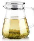 One-Touch 2-In-1 Tea Maker Teapot and Kettle with Stainless Steel Filter Lid for Loose Tea, stain-free borosilicate glass