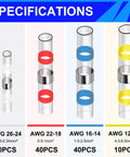 252 Piece Heat Shrink Solder Seal Wire Connectors Kit with 120 Solder Seal Butt Connectors and 132 Heat Shrink Tubing specifications