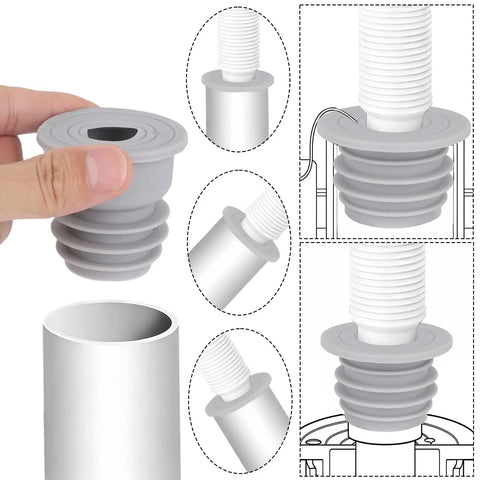 3 Pack Silicone Washing Machine Drain Hose Seal Kit With Pipe Cover Plugs For Kitchen Sink Bathroom Drainage And Laundry Room No Mess Leaks And Sewer Backflow Durable Leak Proof Silicone Washer Hose Seal gray silicone drain hose seal on pipe