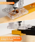 Premium Hidden Door Hinge Jig Kit And Concealed Hinge Installation Template For Murphy Doors and Secret Entrances at work, showing mortise depth adjustment.
