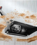 4 Inch Quick Change Floor Sweep Kit for Dust Collection with Quick Change Handle shown sweeping dust into a collector
