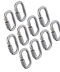 Set of Stainless Steel Quick Link Connectors with Threaded Carabiners for Outdoor Gear, M10, Heavy Duty, 10-pack