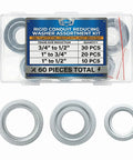 60 Piece Rigid Conduit Reducing Washer Kit Three Quarters To Half Inch One Inch To Three Quarters Inch And One Inch To Half Inch Zinc Plated Steel Knockout Reducers For Electrical Outlet Boxes Must Have Pro Grade Electrical Hardware