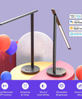 Sleek Metal Smart LED Desk Lamp With WiFi And Voice Control HomeKit Alexa And Google Home Compatibility on display with features icons