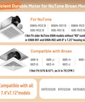 Pro Grade 50 CFM Bathroom Exhaust Fan With Pure Copper Motor, 2.0 Sones, 120V, 60Hz, 3000 RPM, 7.4x7.12 Inch Housing compatibility