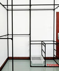 20 Sets Black 2020 Series Aluminum Extrusion Corner Bracket Kit installed as part of a room partition frame setup, matte black finish.