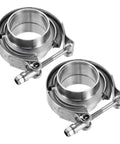 Pair Of V Band Clamps With Flanges For Auto Exhaust 1.75 Inch 304 Stainless Steel Silver Rust Resistant Easy Install 2 Piece Set