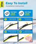 Premium All Weather Windshield Wiper Blades installation instructions for Nissan models with step-by-step guidance and J-Hook details.