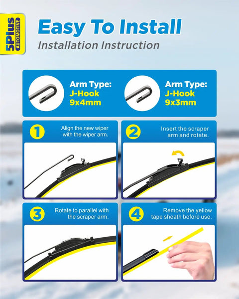 Premium All Weather Windshield Wiper Blades installation instructions for Nissan models with step-by-step guidance and J-Hook details.